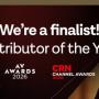 We've been shortlisted for Distributor of the Year at both the AV Awards 2026 and the CRN UK Channel Awards 2026